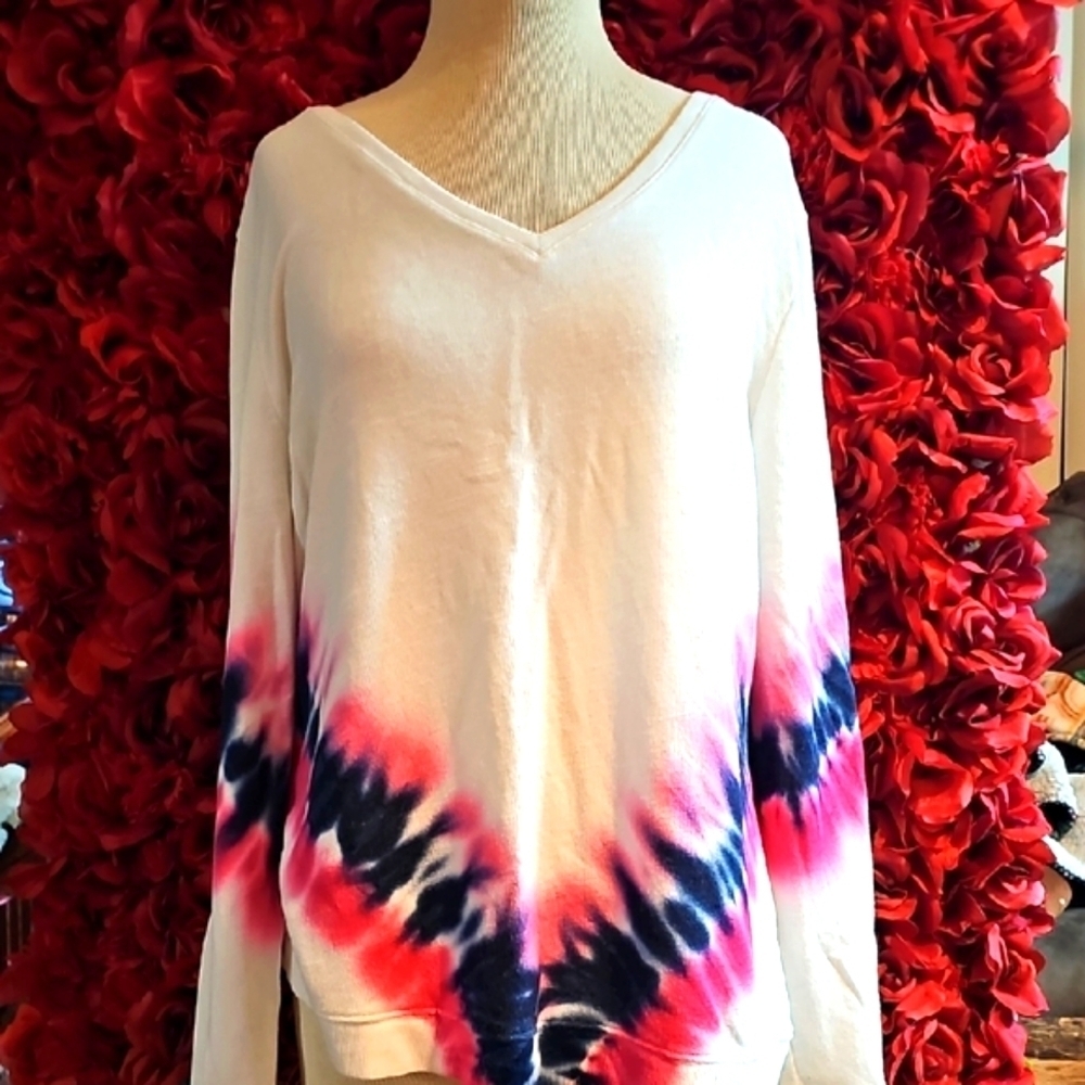 INC Women's Tie-Dye V-Neck Top Size XL
